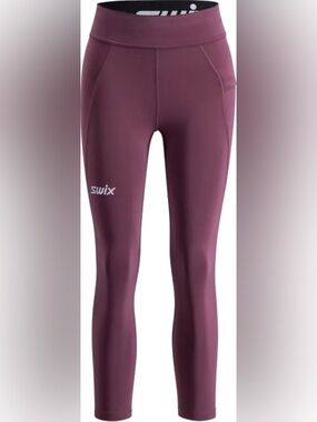 Swix Women's Pace High Waist Cropped Tights in Plum